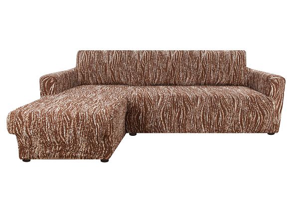 Еврочехол Чехол на угловой диван выступ слева "Аричиато" Универсо шоколад